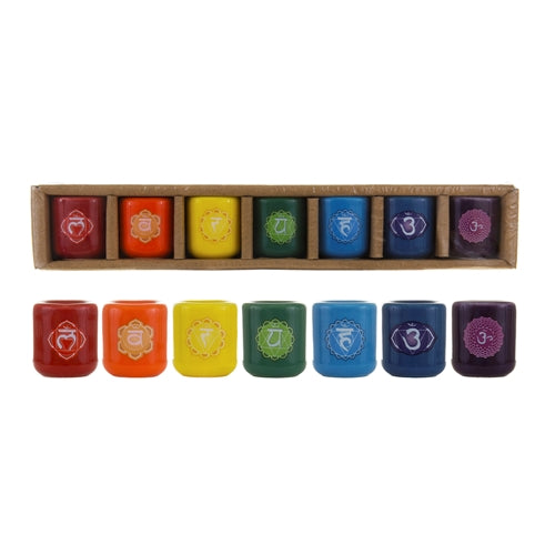 7 pcs Ceramic 1/2" Chakra Chime Spell Candle Holder
