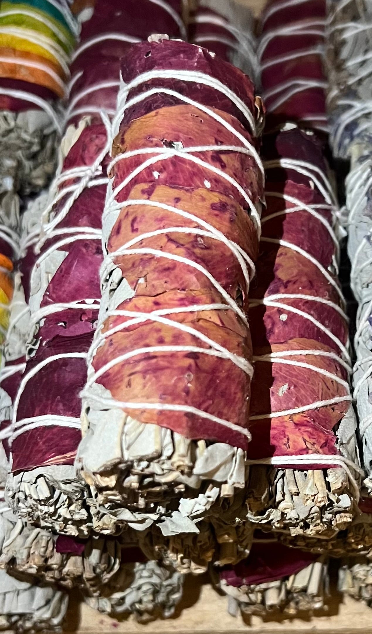 Red Rose Petals + White Sage Smudge Stick